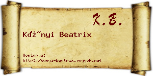Kányi Beatrix névjegykártya
